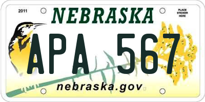 NE license plate APA567