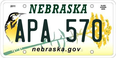 NE license plate APA570