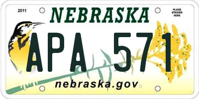 NE license plate APA571