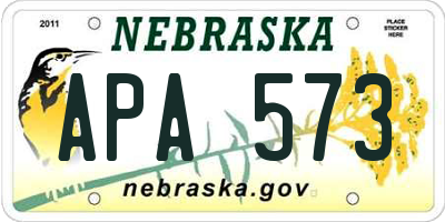 NE license plate APA573