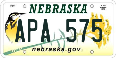 NE license plate APA575