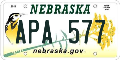 NE license plate APA577