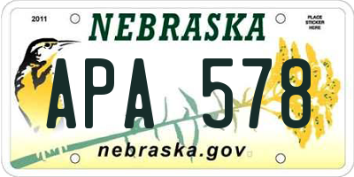 NE license plate APA578