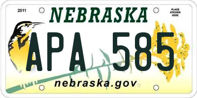 NE license plate APA585