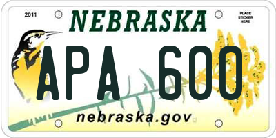 NE license plate APA600