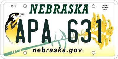 NE license plate APA631
