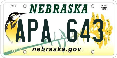NE license plate APA643