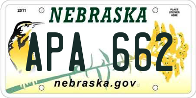 NE license plate APA662