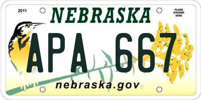 NE license plate APA667