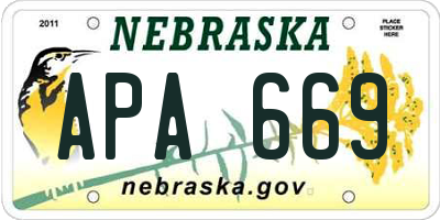 NE license plate APA669