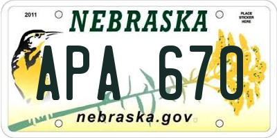 NE license plate APA670