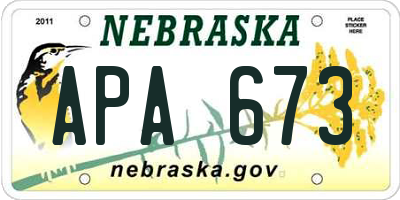 NE license plate APA673