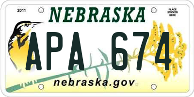 NE license plate APA674