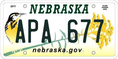 NE license plate APA677