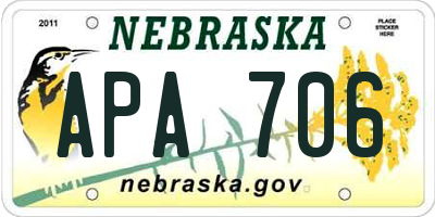 NE license plate APA706