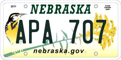 NE license plate APA707