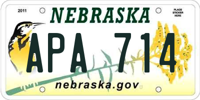 NE license plate APA714