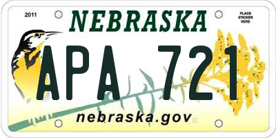 NE license plate APA721