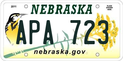 NE license plate APA723