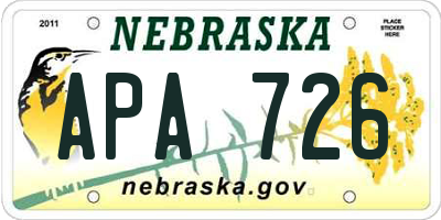 NE license plate APA726