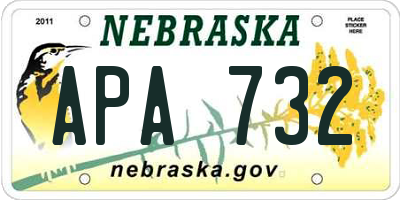 NE license plate APA732
