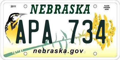 NE license plate APA734