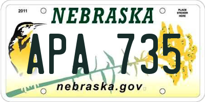 NE license plate APA735