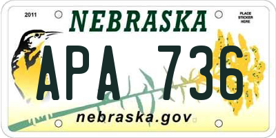 NE license plate APA736