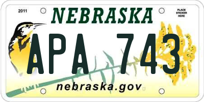 NE license plate APA743