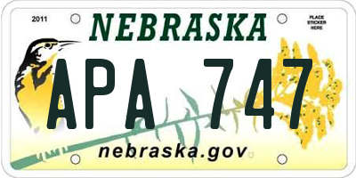 NE license plate APA747