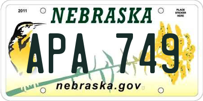 NE license plate APA749