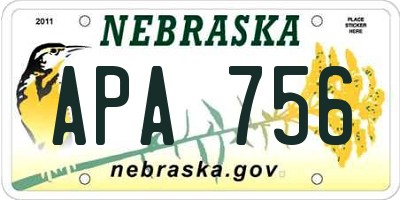 NE license plate APA756