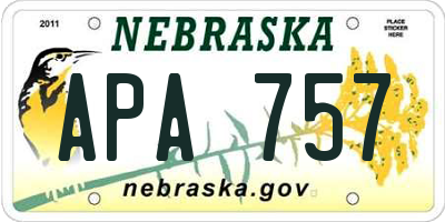 NE license plate APA757