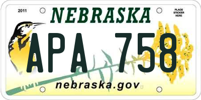 NE license plate APA758