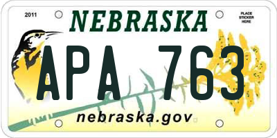 NE license plate APA763