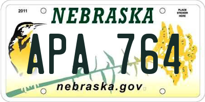 NE license plate APA764