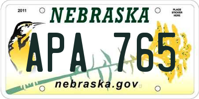 NE license plate APA765