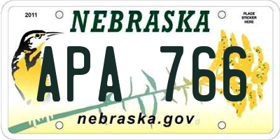 NE license plate APA766