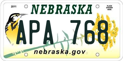 NE license plate APA768