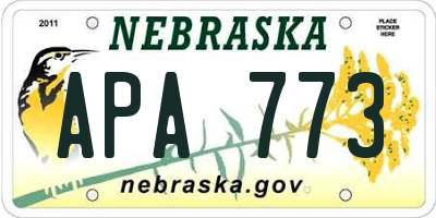 NE license plate APA773