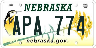 NE license plate APA774