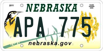 NE license plate APA775