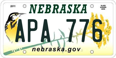 NE license plate APA776