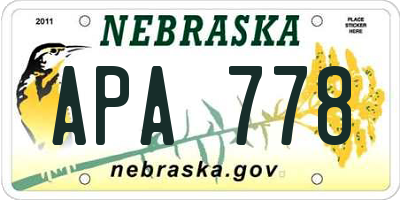 NE license plate APA778