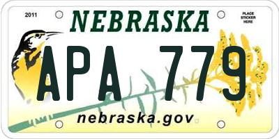 NE license plate APA779
