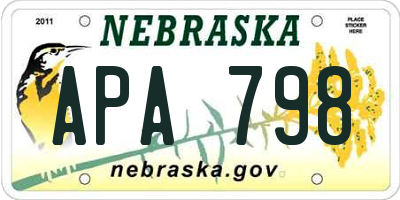 NE license plate APA798
