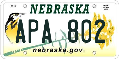 NE license plate APA802