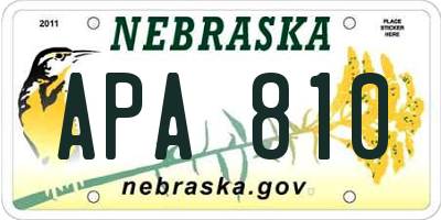 NE license plate APA810