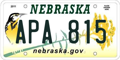 NE license plate APA815