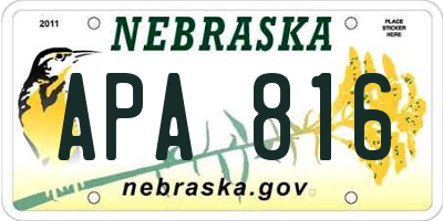 NE license plate APA816